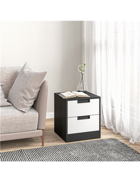 HOMCOM Set of 2 Bedside Cabinets with Dual Drawers, Modern Nightstands for Bedroom Storage, Living Room Accent Furniture, White  - pic 70735 | FastDaddyshop