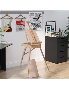 HOMCOM Wooden Art Easel Tripod Sketch Artist Painters Craft Portable Folding Drawing Board Lightweight - Natural Wood 914-001 2