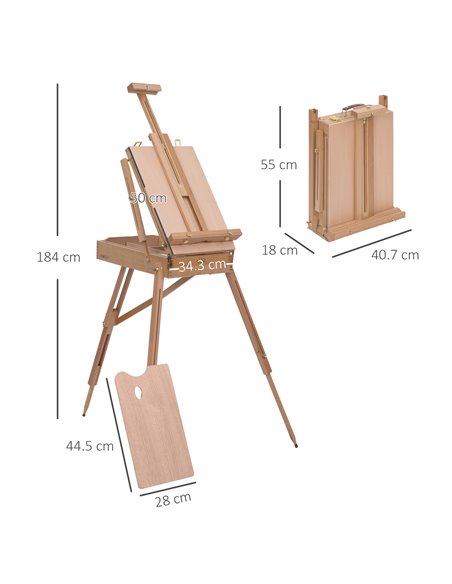 HOMCOM Wooden Art Easel Tripod Sketch Artist Painters Craft Portable Folding Drawing Board Lightweight - Natural Wood 914-001 - pic 70740 | FastDaddyshop