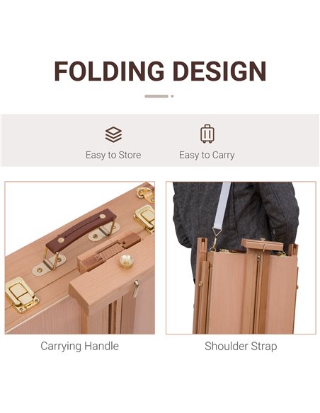 HOMCOM Wooden Art Easel Tripod Sketch Artist Painters Craft Portable Folding Drawing Board Lightweight - Natural Wood 914-001 - pic 70741 | FastDaddyshop