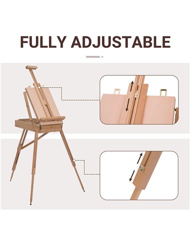 HOMCOM Wooden Art Easel Tripod Sketch Artist Painters Craft Portable Folding Drawing Board Lightweight - Natural Wood 914-001