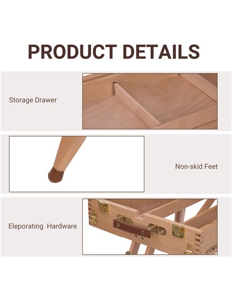 HOMCOM Wooden Art Easel Tripod Sketch Artist Painters Craft Portable Folding Drawing Board Lightweight - Natural Wood 914-001 - pic 70743 | FastDaddyshop