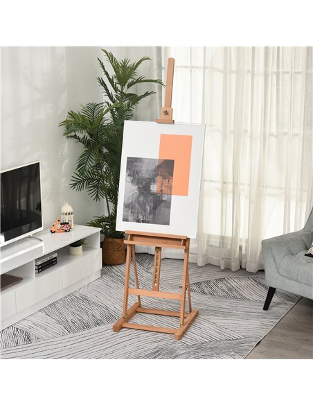 Vinsetto Wooden H-Frame Studio Easel, Adjustable Height with Canvas & Pencil Holder for Art Display and Painting, Natural 914-02 - pic 70748 | FastDaddyshop