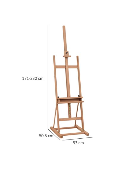 Vinsetto Wooden H-Frame Studio Easel, Adjustable Height with Canvas & Pencil Holder for Art Display and Painting, Natural 914-02 - pic 70749 | FastDaddyshop
