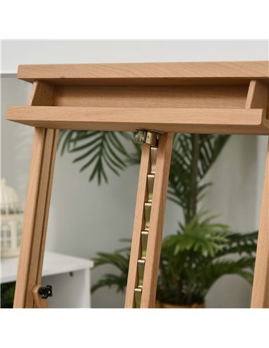 Vinsetto Wooden H-Frame Studio Easel, Adjustable Height with Canvas & Pencil Holder for Art Display and Painting, Natural 914-02