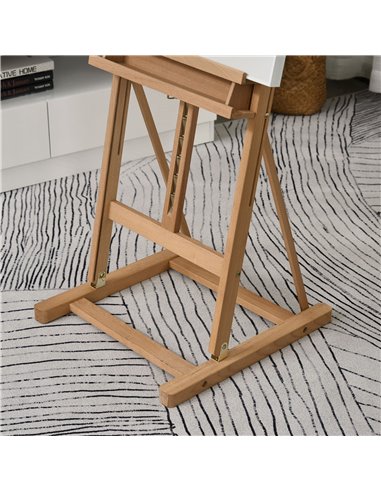 Vinsetto Wooden H-Frame Studio Easel, Adjustable Height with Canvas & Pencil Holder for Art Display and Painting, Natural 914-02