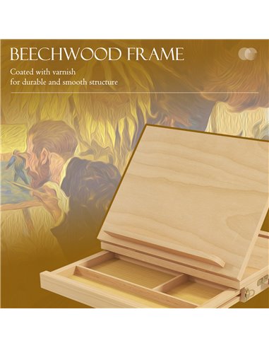 Vinsetto Wooden Table Easel Box, Adjustable Beechwood Table Box Easel w/ Storage Drawer, Portable Folding Artist Drawing & Sketc