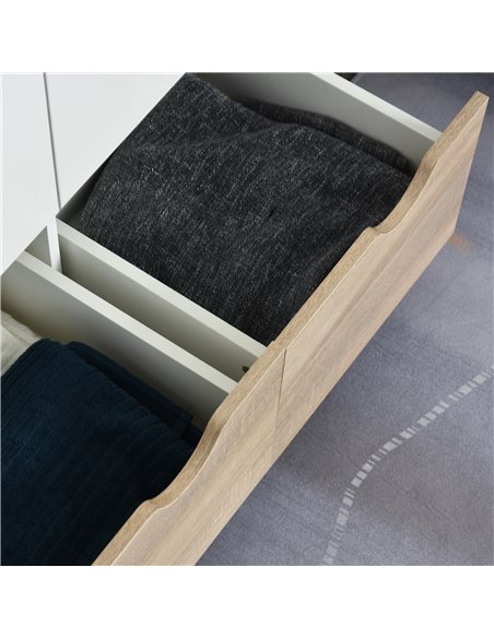 HOMCOM 2-Door Clothes Wardrobe w/ Rail Shelf 2 Drawers Wood Feet Elegant Home Storage Organisation Furniture Dresses Coats Blank - pic 7076 | FastDaddyshop