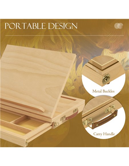 Vinsetto Wooden Table Easel Box, Adjustable Beechwood Table Box Easel w/ Storage Drawer, Portable Folding Artist Drawing & Sketc - pic 70762 | FastDaddyshop