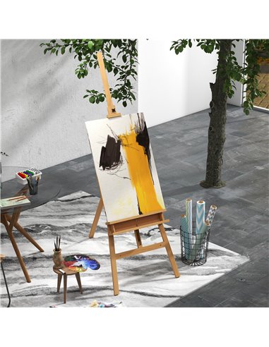 Vinsetto Artist Easel Stand for Wedding Sign w/ Brush Holder, Beech Wood A-Frame Tripod Studio Easel, Portable Adjustable Art St