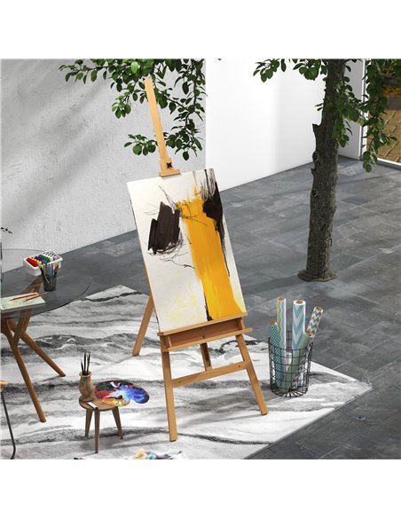 Vinsetto Artist Easel Stand for Wedding Sign w/ Brush Holder, Beech Wood A-Frame Tripod Studio Easel, Portable Adjustable Art St - pic 70766 | FastDaddyshop