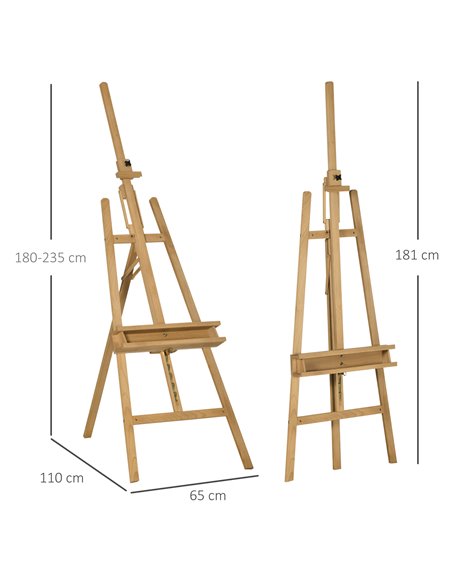 Vinsetto Artist Easel Stand for Wedding Sign w/ Brush Holder, Beech Wood A-Frame Tripod Studio Easel, Portable Adjustable Art St - pic 70767 | FastDaddyshop