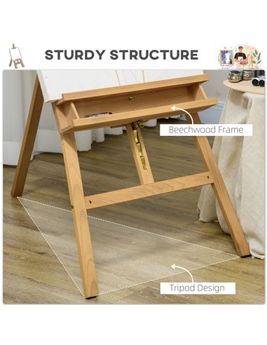 Vinsetto Artist Easel Stand for Wedding Sign w/ Brush Holder, Beech Wood A-Frame Tripod Studio Easel, Portable Adjustable Art St