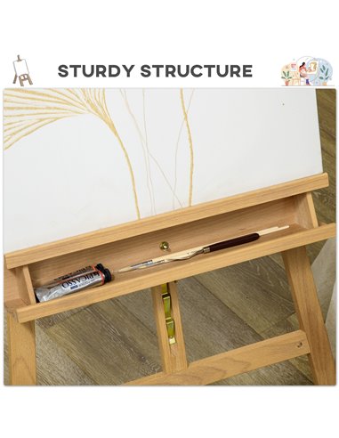 Vinsetto Artist Easel Stand for Wedding Sign w/ Brush Holder, Beech Wood A-Frame Tripod Studio Easel, Portable Adjustable Art St