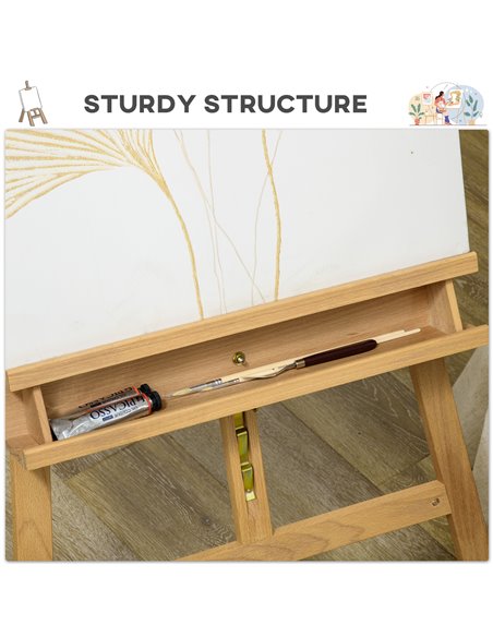 Vinsetto Artist Easel Stand for Wedding Sign w/ Brush Holder, Beech Wood A-Frame Tripod Studio Easel, Portable Adjustable Art St - pic 70770 | FastDaddyshop