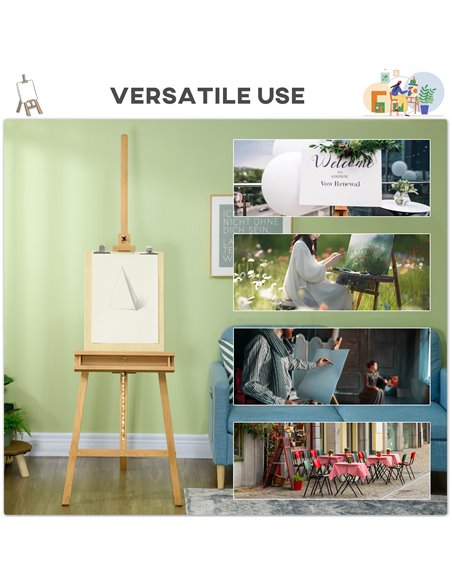 Vinsetto Artist Easel Stand for Wedding Sign w/ Brush Holder, Beech Wood A-Frame Tripod Studio Easel, Portable Adjustable Art St - pic 70772 | FastDaddyshop