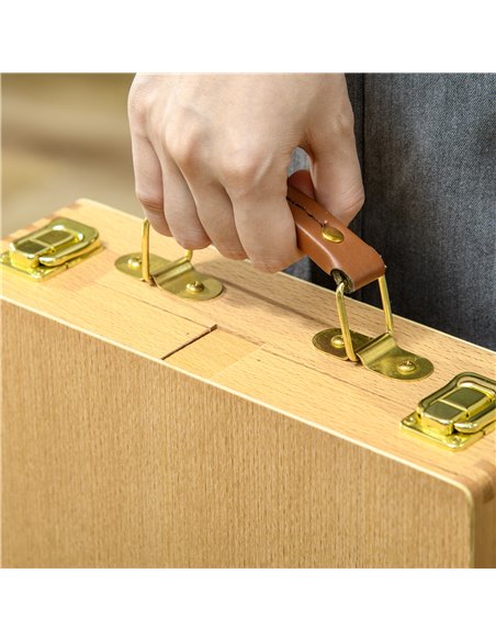 Vinsetto Wooden Table Easel Box Hold Canvas up to 61cm, Adjustable Beechwood Storage Table Box Easel, Portable Folding Artist Dr - pic 70782 | FastDaddyshop
