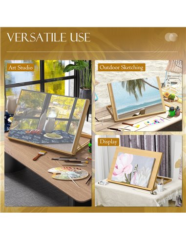 Vinsetto Desktop Table Easel Craft Workstation, Adjustable Beechwood A3 Table Top Easel, Portable Folding Artist Drawing & Sketc