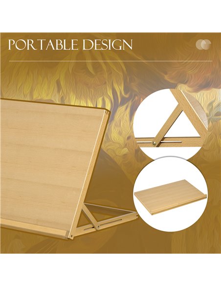 Vinsetto Desktop Table Easel Craft Workstation, Adjustable Beechwood A3 Table Top Easel, Portable Folding Artist Drawing & Sketc - pic 70789 | FastDaddyshop