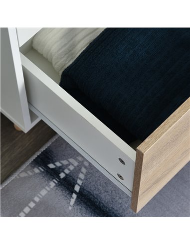 HOMCOM 2-Door Clothes Wardrobe w/ Rail Shelf 2 Drawers Wood Feet Elegant Home Storage Organisation Furniture Dresses Coats Blank