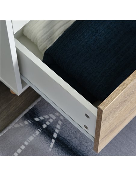 HOMCOM 2-Door Clothes Wardrobe w/ Rail Shelf 2 Drawers Wood Feet Elegant Home Storage Organisation Furniture Dresses Coats Blank - pic 7079 | FastDaddyshop