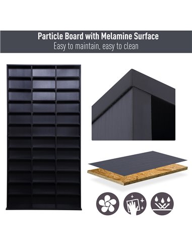HOMCOM CD / DVD Storage Shelf Storage Unit for 1116 CDs Height-Adjustable Compartments 102 x 24 x 195 cm Black 836-014BK