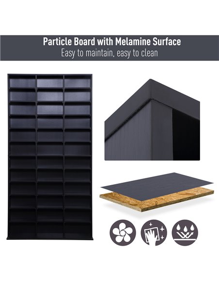 HOMCOM CD / DVD Storage Shelf Storage Unit for 1116 CDs Height-Adjustable Compartments 102 x 24 x 195 cm Black 836-014BK - pic 70805 | FastDaddyshop