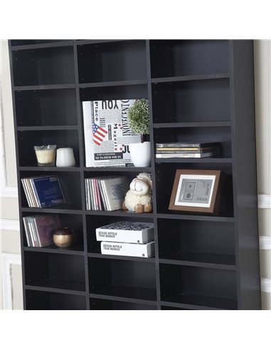 HOMCOM CD / DVD Storage Shelf Storage Unit for 1116 CDs Height-Adjustable Compartments 102 x 24 x 195 cm Black 836-014BK