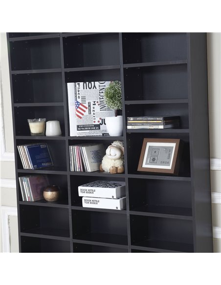 HOMCOM CD / DVD Storage Shelf Storage Unit for 1116 CDs Height-Adjustable Compartments 102 x 24 x 195 cm Black 836-014BK - pic 70808 | FastDaddyshop