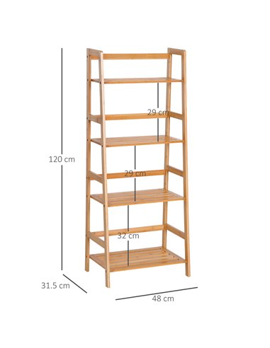 HOMCOM 4 Tier Ladder Shelf Unit Storage Unit Shelf DIY Plant Shelving Stand Holder Organiser 833-464