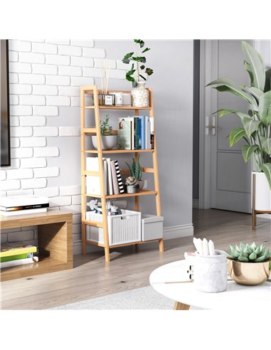 HOMCOM 4 Tier Ladder Shelf Unit Storage Unit Shelf DIY Plant Shelving Stand Holder Organiser 833-464