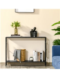 HOMCOM Industrial Console Table with Storage Shelf, Grey 837-028 2
