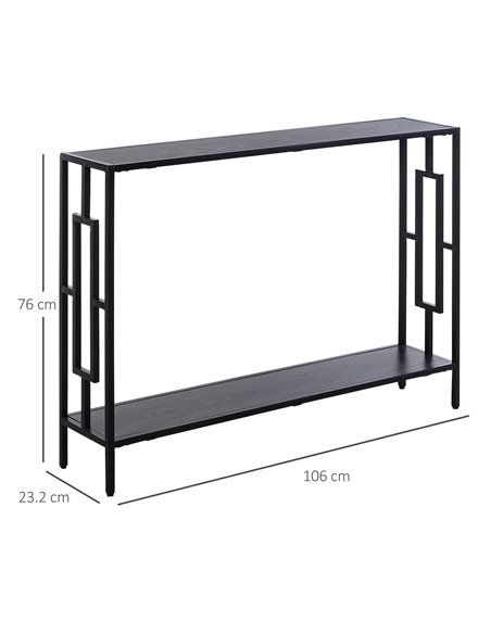 HOMCOM Industrial Console Table with Storage Shelf, Narrow Hallway Dressing Desk with Metal Frame for Living Room, Bedroom, Grey - pic 70830 | FastDaddyshop