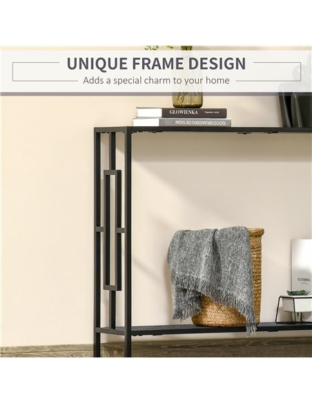 HOMCOM Industrial Console Table with Storage Shelf, Narrow Hallway Dressing Desk with Metal Frame for Living Room, Bedroom, Grey - pic 70833 | FastDaddyshop