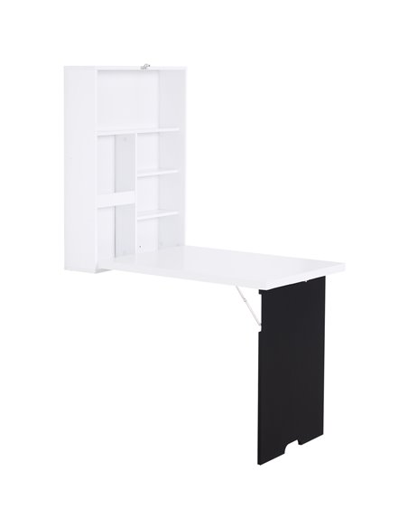HOMCOM Folding Wall-Mounted Drop-Leaf Table With Chalkboard Shelf multifunction White 836-139 - pic 70855 | FastDaddyshop