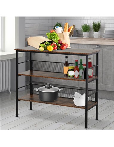 HOMCOM 3-Tier Corner Shelf, Adjustable Feet, Back Panels, Smooth Surface for Home Office, Stylish, Black/Brown 801-139