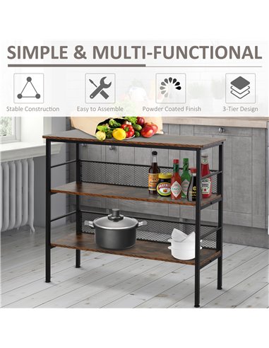HOMCOM 3-Tier Corner Shelf, Adjustable Feet, Back Panels, Smooth Surface for Home Office, Stylish, Black/Brown 801-139