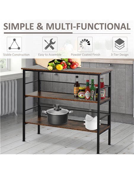 HOMCOM 3-Tier Corner Shelf, Adjustable Feet, Back Panels, Smooth Surface for Home Office, Stylish, Black/Brown 801-139 - pic 70876 | FastDaddyshop