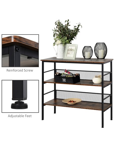 HOMCOM 3-Tier Corner Shelf, Adjustable Feet, Back Panels, Smooth Surface for Home Office, Stylish, Black/Brown 801-139 - pic 70879 | FastDaddyshop