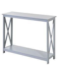 HOMCOM Console Table Hallway Desk w/Storage Shelf, X Design for Living Room Entryway, Grey 837-048GY