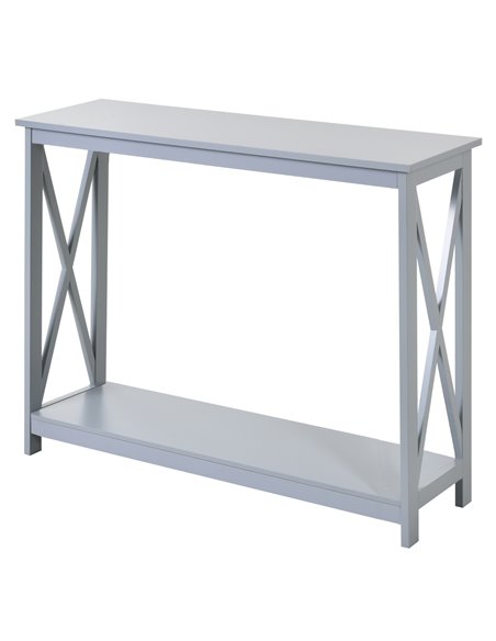 HOMCOM Console Table Hallway Desk w/Storage Shelf, X Design for Living Room Entryway, Grey 837-048GY - pic 70909 | FastDaddyshop