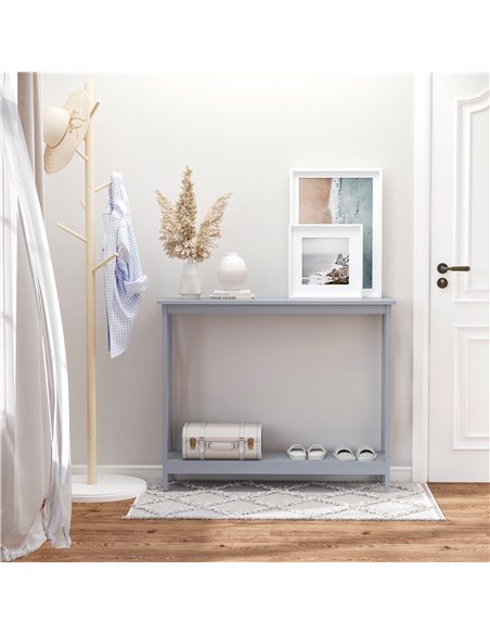 HOMCOM Console Table Hallway Desk w/Storage Shelf, X Design for Living Room Entryway, Grey 837-048GY - pic 70910 | FastDaddyshop