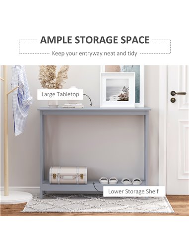 HOMCOM Console Table Hallway Desk w/Storage Shelf, X Design for Living Room Entryway, Grey 837-048GY