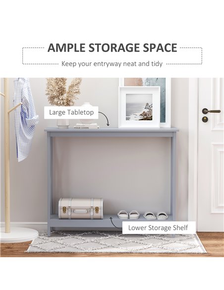 HOMCOM Console Table Hallway Desk w/Storage Shelf, X Design for Living Room Entryway, Grey 837-048GY - pic 70912 | FastDaddyshop