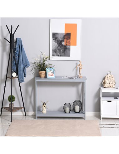 HOMCOM Console Table Hallway Desk w/Storage Shelf, X Design for Living Room Entryway, Grey 837-048GY