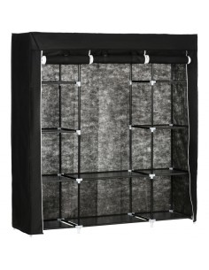 Homcom Fabric Wardrobe with 10 Shelves, 1 Hanging Rail, Black
