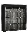 Homcom Fabric Wardrobe with 10 Shelves, 1 Hanging Rail, Black