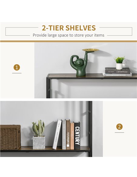 HOMCOM Industrial Console Table with Storage Shelf, Narrow Hallway Dressing Desk with Metal Frame for Living Room, Bedroom, Rust - pic 70922 | FastDaddyshop