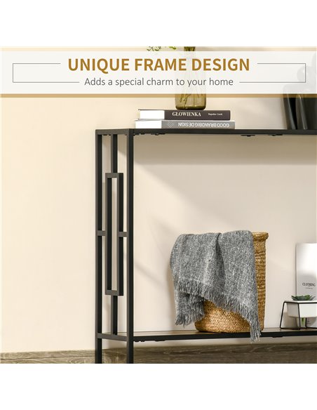 HOMCOM Industrial Console Table with Storage Shelf, Narrow Hallway Dressing Desk with Metal Frame for Living Room, Bedroom, Rust - pic 70923 | FastDaddyshop