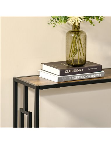 HOMCOM Industrial Console Table with Storage Shelf, Narrow Hallway Dressing Desk with Metal Frame for Living Room, Bedroom, Rust